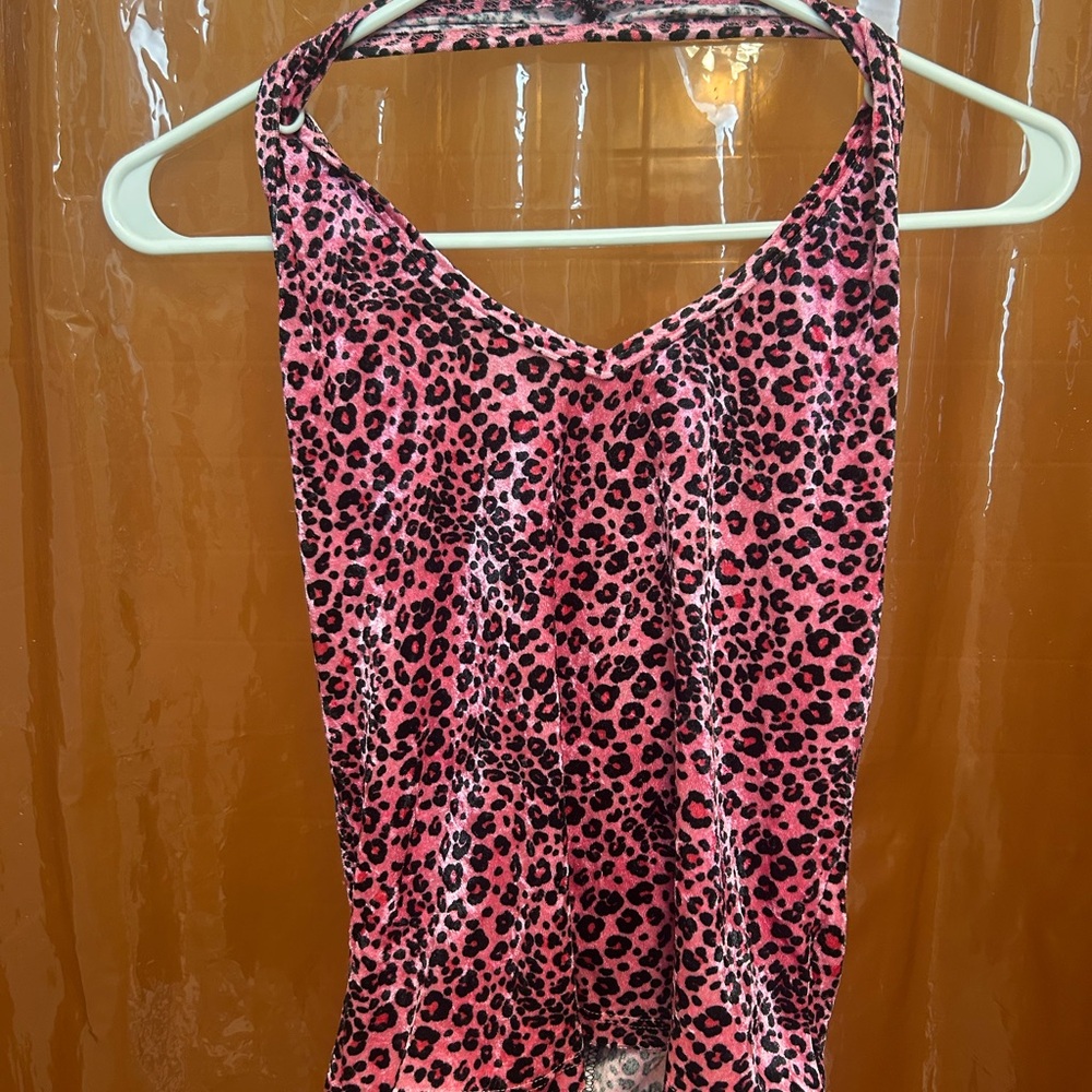 Pink Leopard Print Halter Top